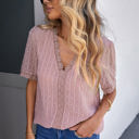 Medium Pink V Ruffled Dotted Top