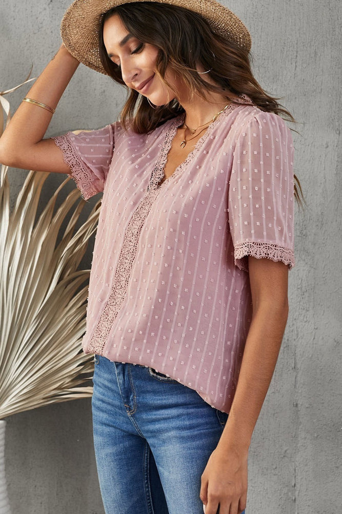 V Ruffled Dotted Top