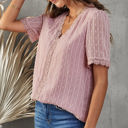 Medium Pink V Ruffled Dotted Top