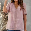 XXL Pink V Ruffled Dotted Top