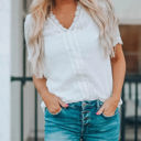 Large White V Ruffled Dotted Top