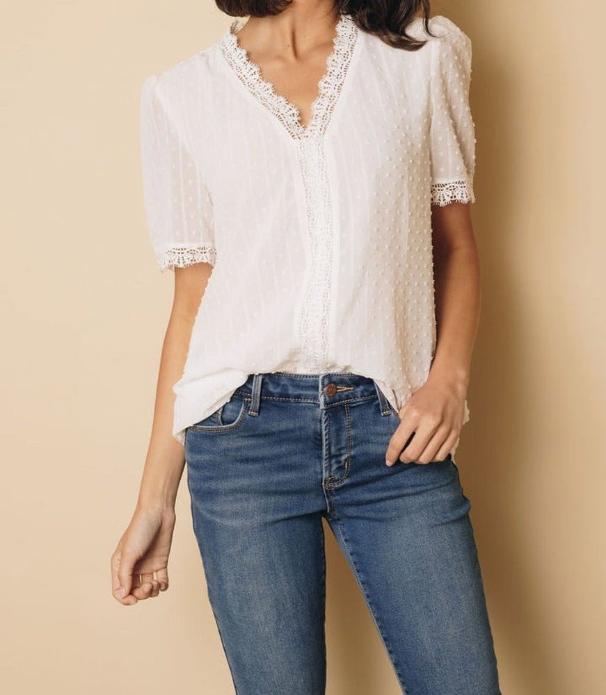 V Ruffled Dotted Top