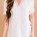 Medium White V Ruffled Dotted Top