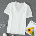 Medium White V Ruffled Dotted Top