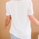 Medium White V Ruffled Dotted Top