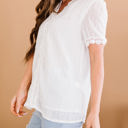 Medium White V Ruffled Dotted Top