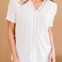 Medium White V Ruffled Dotted Top