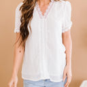 Medium White V Ruffled Dotted Top