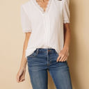 Medium White V Ruffled Dotted Top