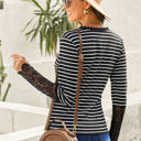  Striped Lace Long Sleeve Top