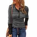 Large Black Striped Lace Long Sleeve Top