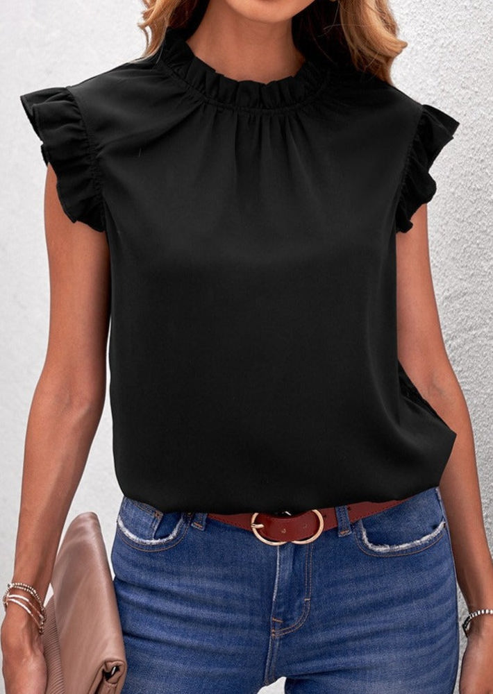 Mock Neck Ruffled Top