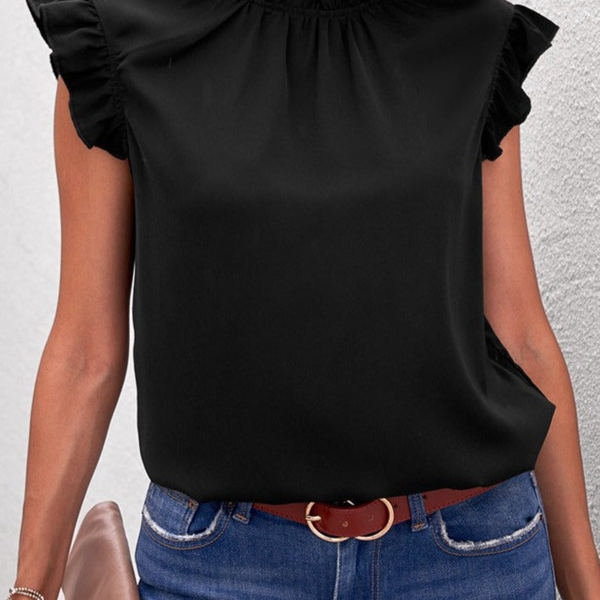 Mock Neck Ruffled Top