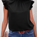  Mock Neck Ruffled Top