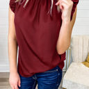  Mock Neck Ruffled Top