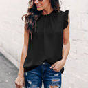 Small Black Mock Neck Ruffled Top