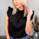 Small Black Mock Neck Ruffled Top