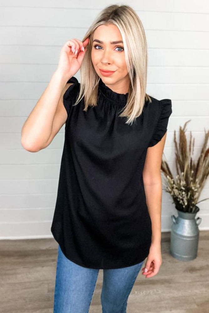 Mock Neck Ruffled Top