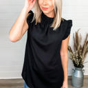 Small Black Mock Neck Ruffled Top