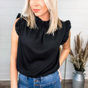 Small Black Mock Neck Ruffled Top