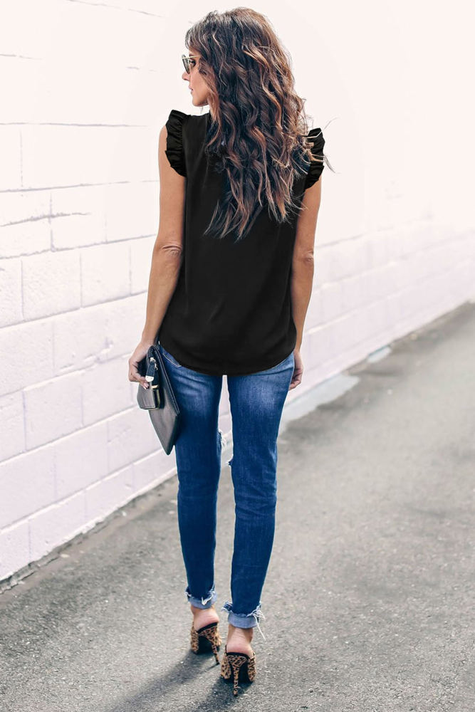 Mock Neck Ruffled Top