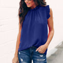 Small Blue Mock Neck Ruffled Top