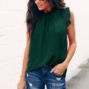 Large Green Mock Neck Ruffled Top