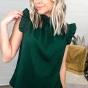 Small Green Mock Neck Ruffled Top