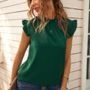 Small Green Mock Neck Ruffled Top