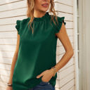 Small Green Mock Neck Ruffled Top