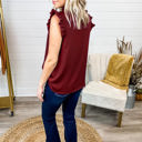 Small Red Mock Neck Ruffled Top