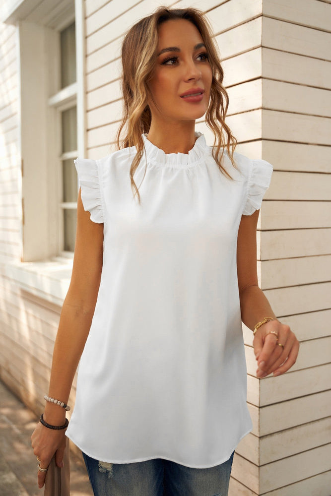 Mock Neck Ruffled Top