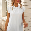 XXL White Mock Neck Ruffled Top