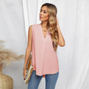 Small Pink V-Neck Sleeveless Pleated Top