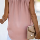 Small Pink V-Neck Sleeveless Pleated Top