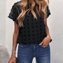 Small Black Gathered Dotted Top