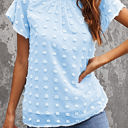 Large Blue Gathered Dotted Top