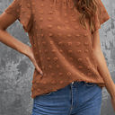 Large Brown Gathered Dotted Top