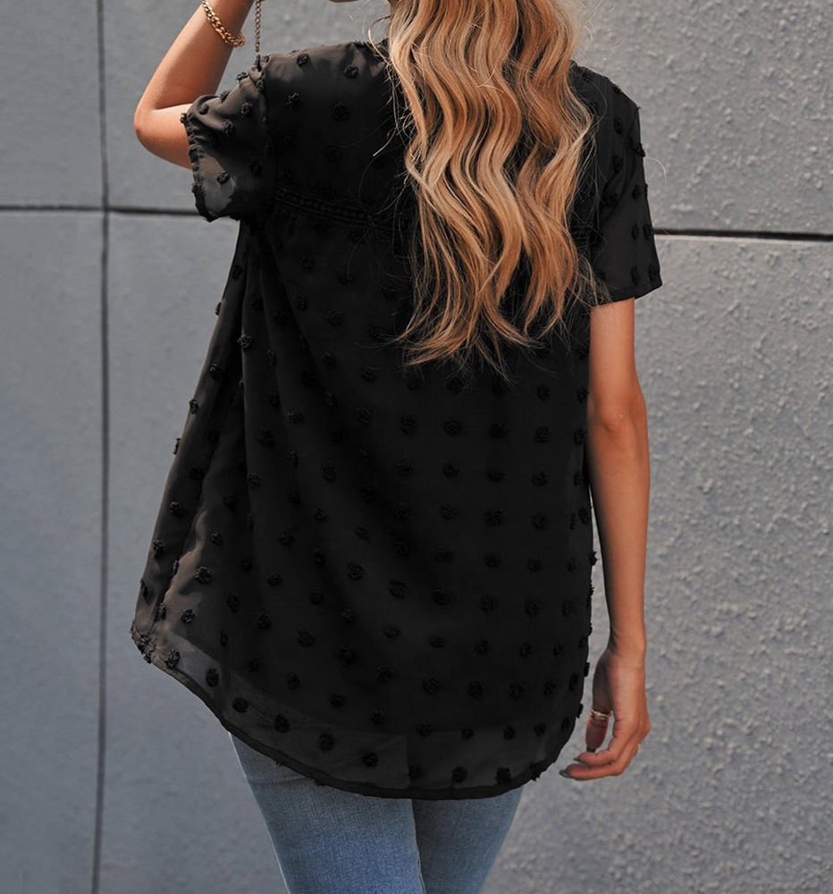 Swiss Dot Short Sleeve Top