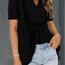 Small Black Swiss Dot Short Sleeve Top