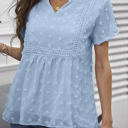 Small Blue Swiss Dot Short Sleeve Top