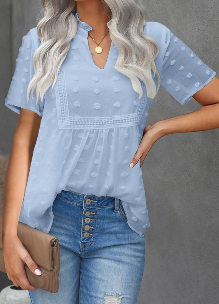 Swiss Dot Short Sleeve Top