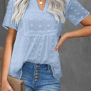 Small Blue Swiss Dot Short Sleeve Top