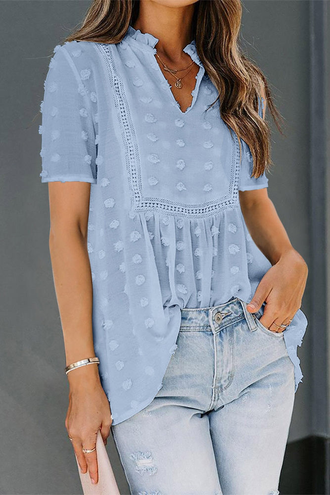 Swiss Dot Short Sleeve Top