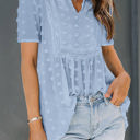 Small Blue Swiss Dot Short Sleeve Top