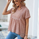 Small Pink Swiss Dot Short Sleeve Top