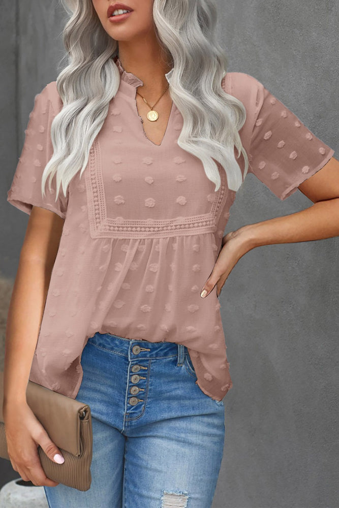 Swiss Dot Short Sleeve Top