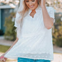 Small White Swiss Dot Short Sleeve Top