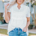 Small White Swiss Dot Short Sleeve Top