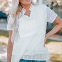 Small White Swiss Dot Short Sleeve Top